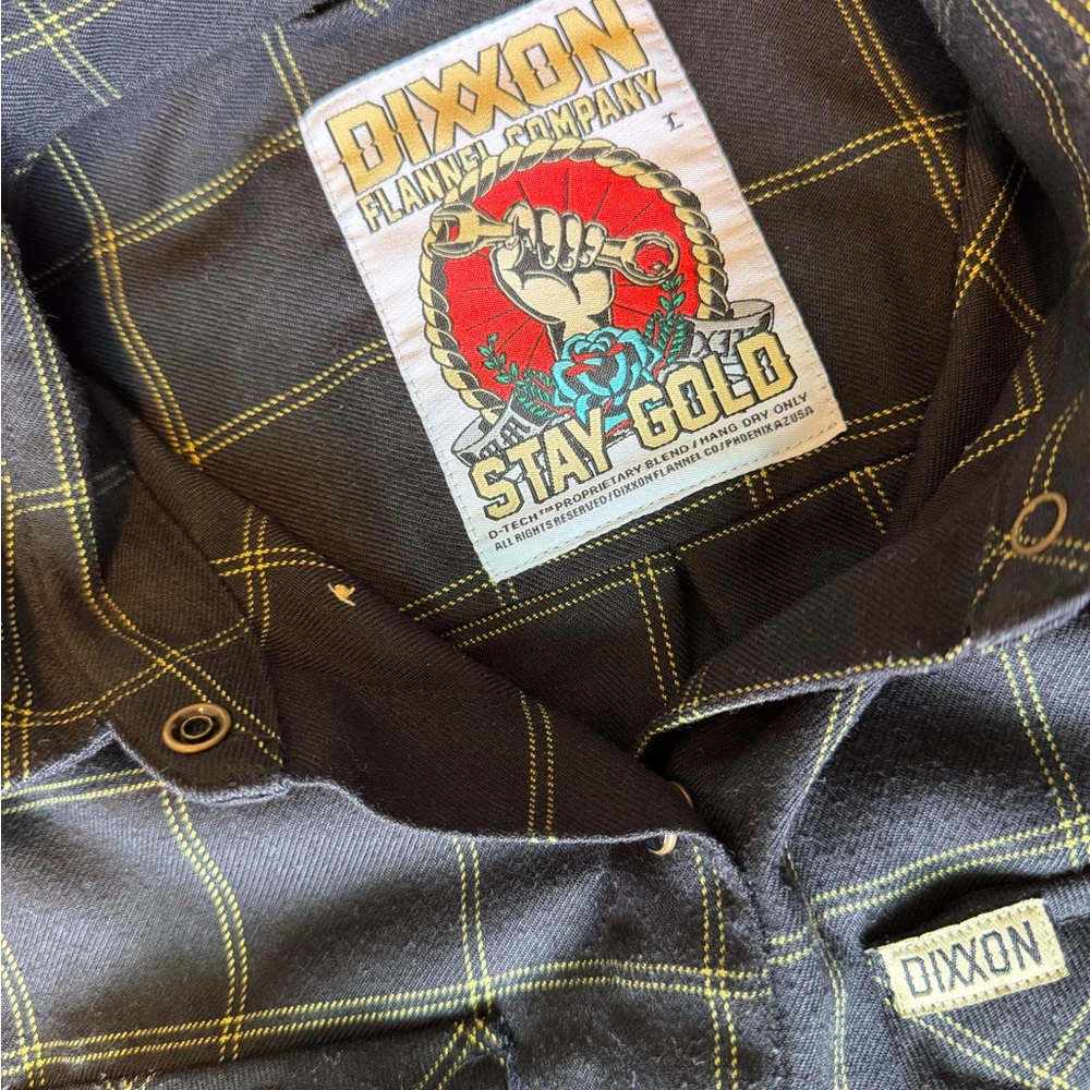 DIXXON Black and Gold Plaid Flannel